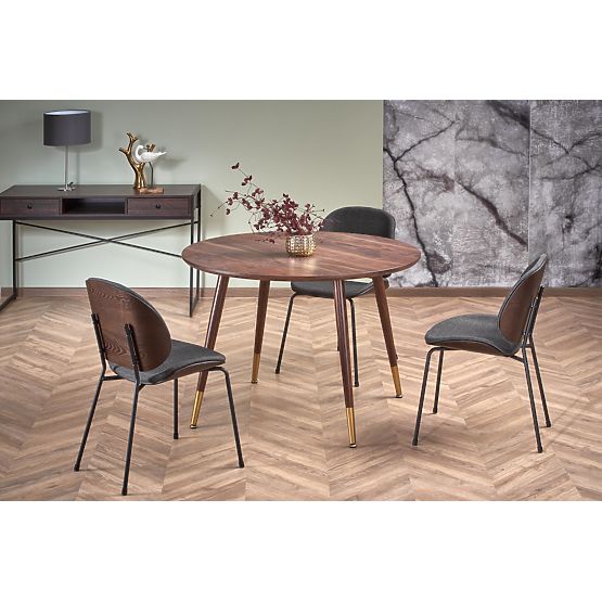 Blat masă DOMENICO - nuc, picioare - nuc / auriu (2p=1buc)