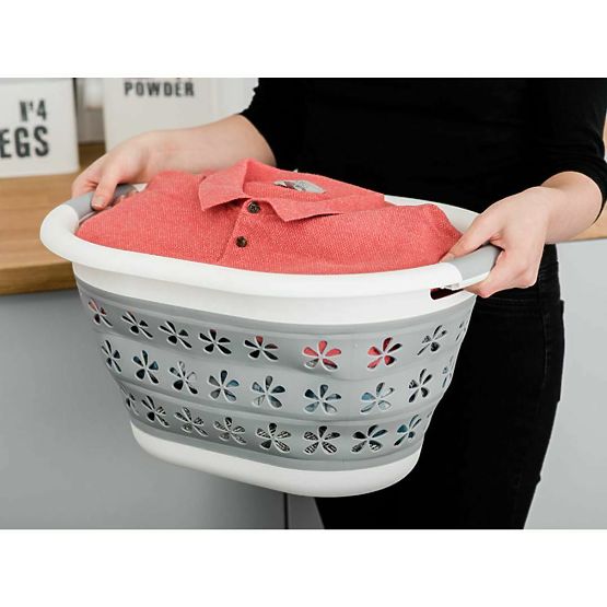 Bol oval pliabil 50 x 37 cm alb-gri OVAL COMPACT 25L