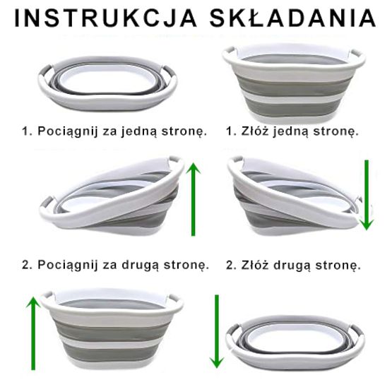 Bol oval pliabil 50 x 37 cm alb-gri OVAL COMPACT 25L