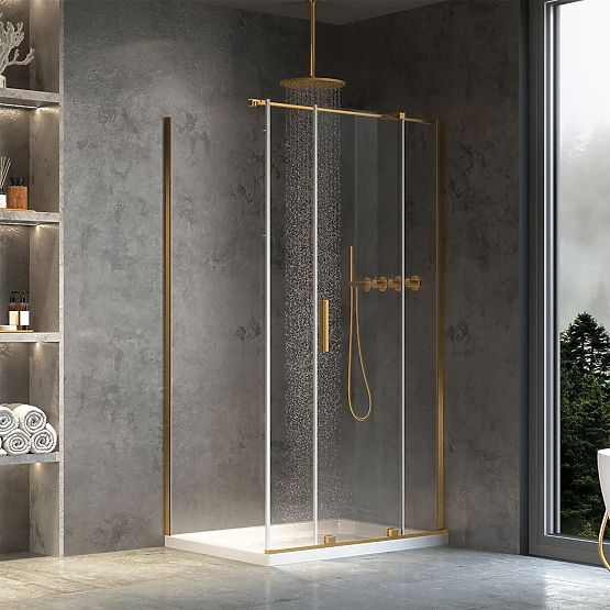 Cabină de duș REA Montana Auriu Periat 120x90