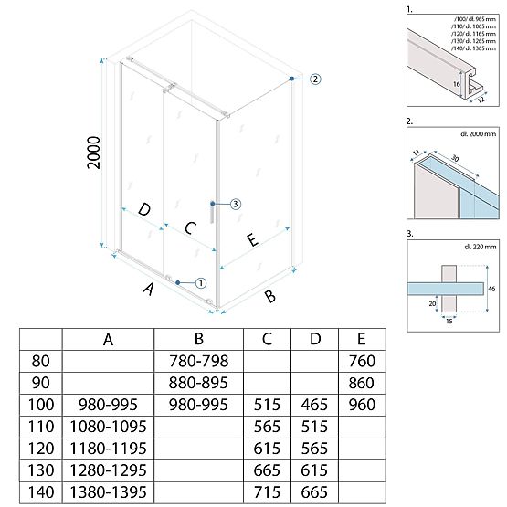 Cabină de duș REA Montana Auriu Periat 130x100