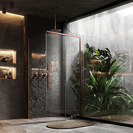 Cabină de duș SOLAR Cupru Periat 120x90