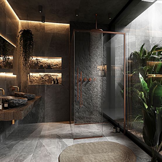 Cabină de duș SOLAR Cupru Periat 120x90