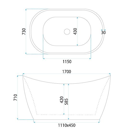 Cadă acrilică independentă ATENA 170