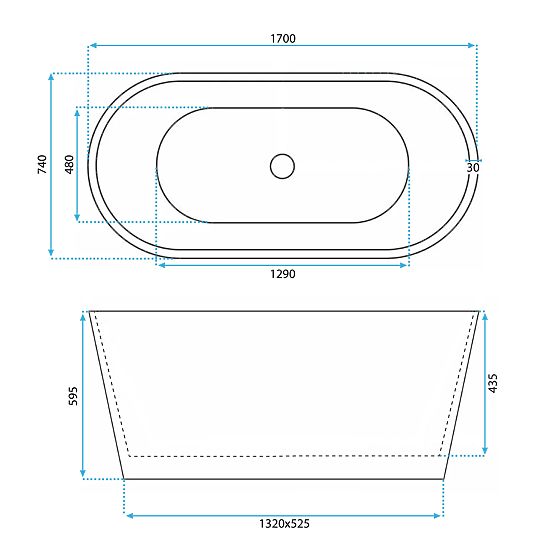 Cadă acrilică independentă OFELIA 170
