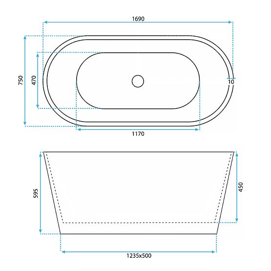 Cadă acrilică independentă ROMA 170