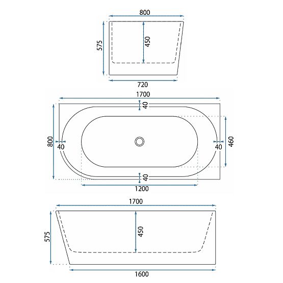 Cadă de colț din acril WENUS DREAPTA 170