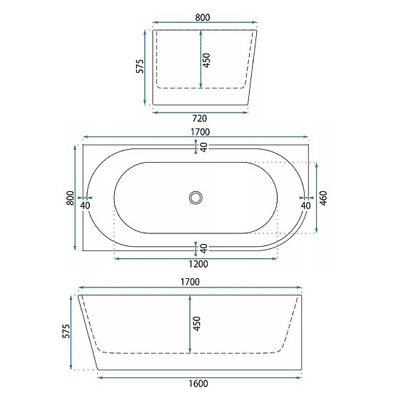Cadă de colț din acril WENUS STÂNGA 170
