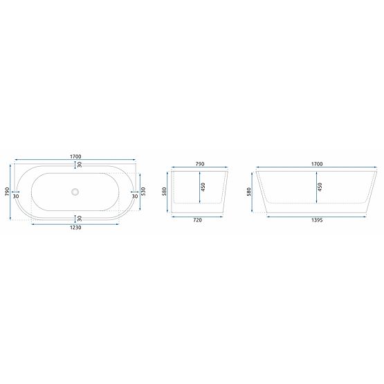 Cadă de perete din acril OLIMPIA 170 cm