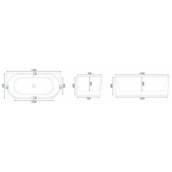Cadă de perete din acril VENETA 170 cm