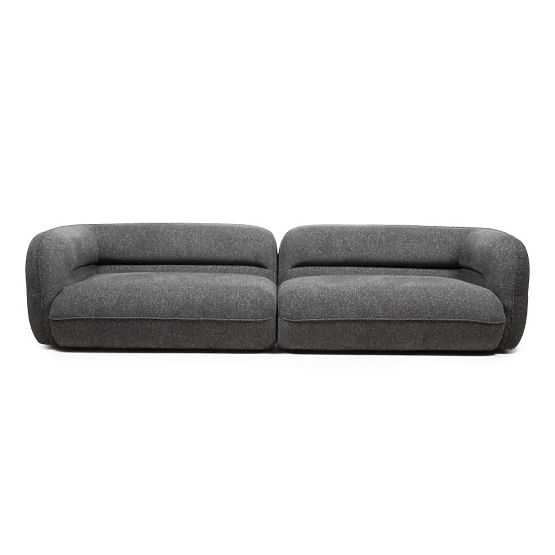Canapea cu patru locuri pentru living Luvio gri, forme rotunjite