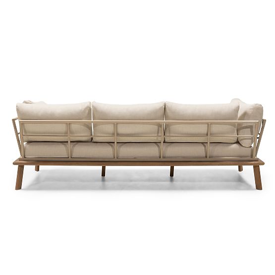 Canapea de colț pentru grădină cu masă Penne, lemn de eucalipt FSC, bej