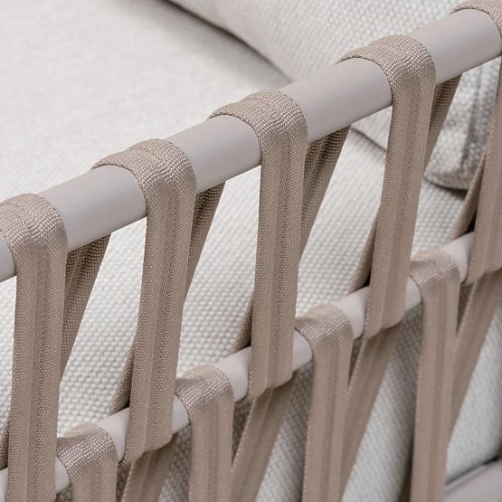 Canapea de colț pentru grădină cu măsuță Amarello, aluminiu, împletită, bej deschis/bej-gri