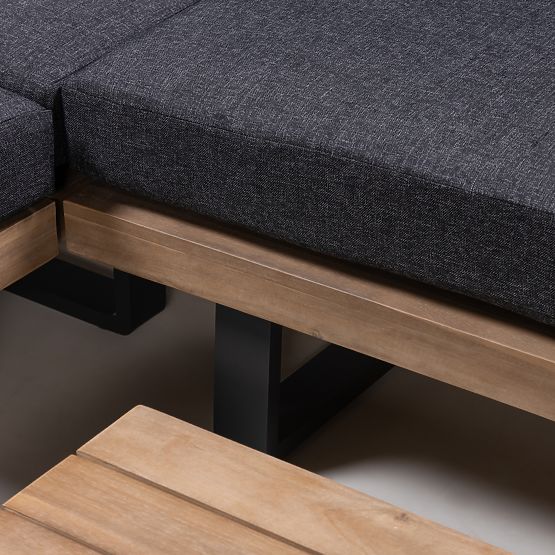 Canapea de colț pentru grădină cu măsuță Borgo, lemn de salcâm FSC, aspect de tec, gri