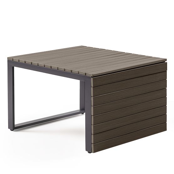 Canapea de colț pentru grădină cu măsuță Valongo, polywood, spun-poly, gri deschis/antracit