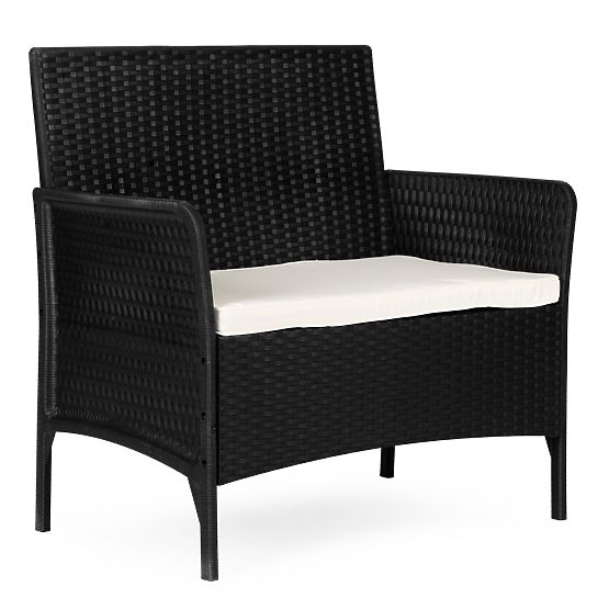 Canapea de grădină cu două locuri cu pernă pentru balcon, terasă, grădină, negru MultiGarden