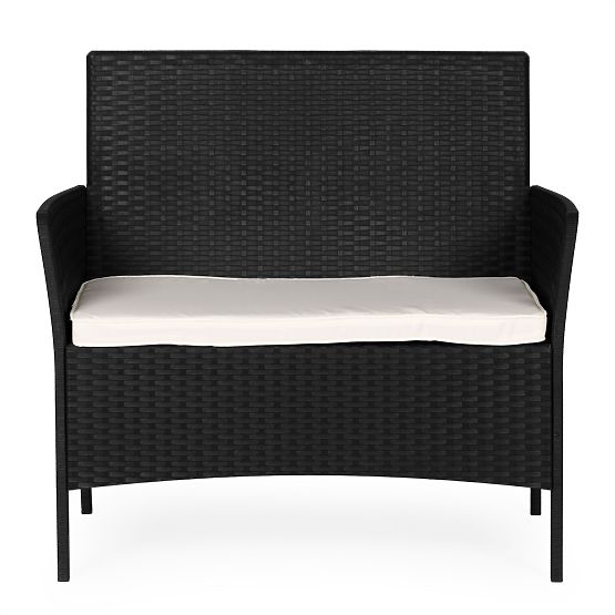 Canapea de grădină cu două locuri cu pernă pentru balcon, terasă, grădină, negru MultiGarden