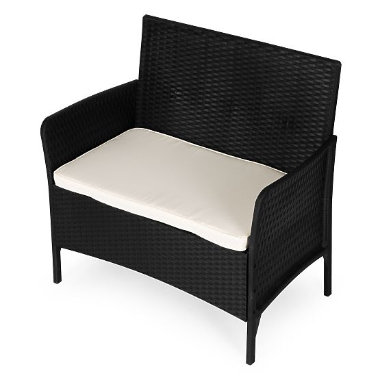 Canapea de grădină cu două locuri cu pernă pentru balcon, terasă, grădină, negru MultiGarden