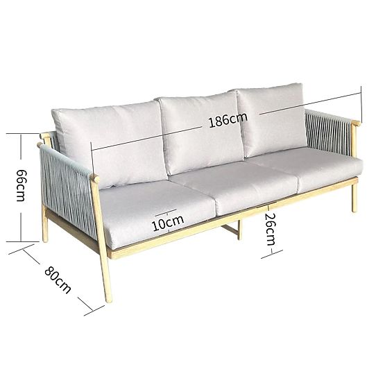 Canapea de grădină din aluminiu BLANDO - mare, cu 3 locuri, 186 cm
