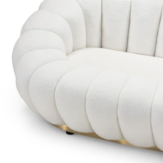 Canapea dublă Firenze albă, boucle, forme rotunjite