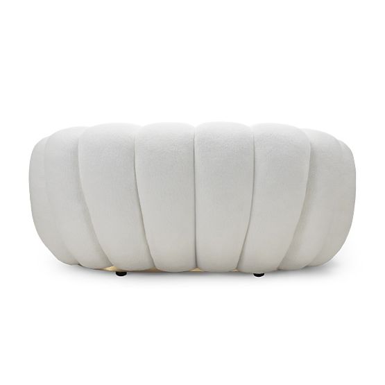 Canapea dublă Firenze albă, boucle, forme rotunjite