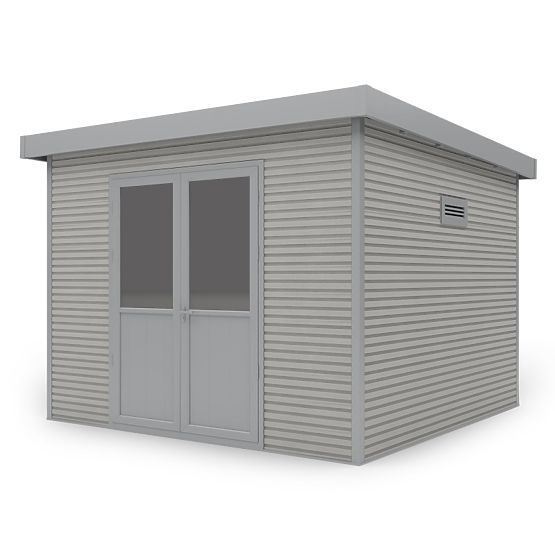 Căsuță de grădină Ardena 3x3 m 9 m², gri închis, lemn compozit, aluminiu, montaj ușor