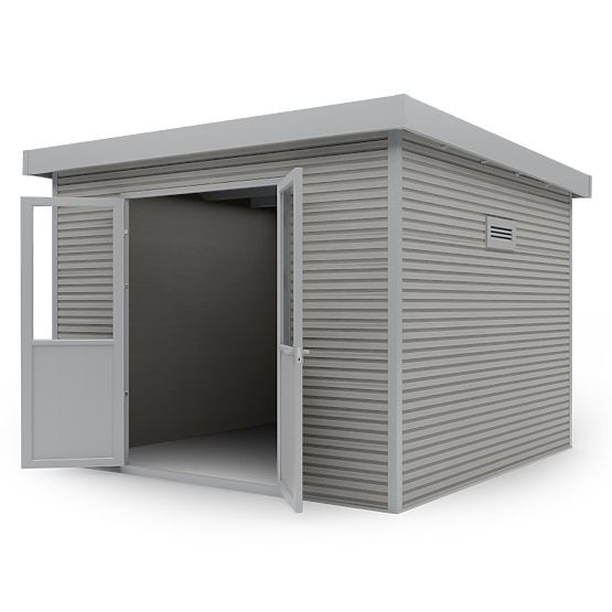 Căsuță de grădină Ardena 3x3 m 9 m², gri închis, lemn compozit, aluminiu, montaj ușor