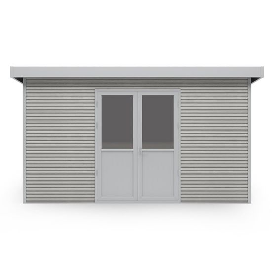Căsuță de grădină Ardena 4x3 m 12 m², gri închis, lemn compozit, aluminiu, montaj ușor