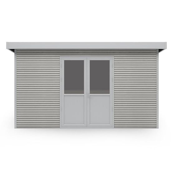 Căsuță de grădină Ardena 4x3 m 12 m², gri închis, lemn compozit, aluminiu, montaj ușor
