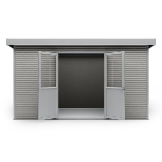 Căsuță de grădină Ardena 4x3 m 12 m², gri închis, lemn compozit, aluminiu, montaj ușor