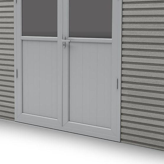 Căsuță de grădină Ardena 4x3 m 12 m², gri închis, lemn compozit, aluminiu, montaj ușor