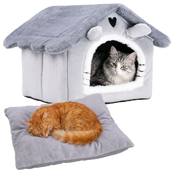 Căsuță de pluș pentru pisici JASPER gri