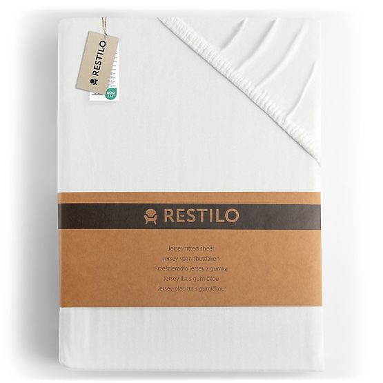 Cearșaf AMBER culoare alb stil clasic material jersey 80-90x200 DecoKing