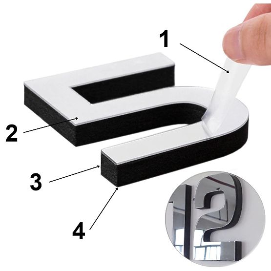 Ceas de perete DIY NEPRI 65 - 130 cm - argintiu 3D