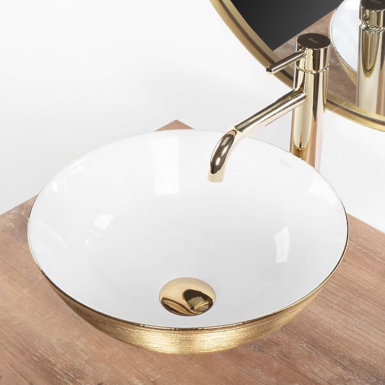 Chiuvetă atemporală REA STELLA WHITE GOLD BRUSH