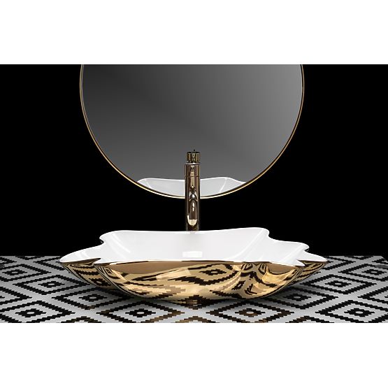 Chiuvetă REA Sea Infinity Gold/Alb + Dop