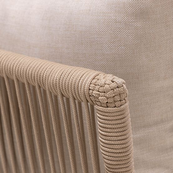 Colțar de grădină cu masă Borgetto, împletitură, lemn de acacia FSC, aspect de tec, b deschis