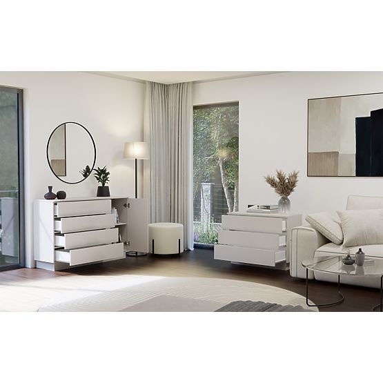 Comodă AMBER 1D4S Dulap 1 Ușă 4 Sertare pentru Dormitor Livingroom CAȘMIR Bej