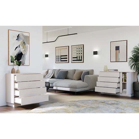 Comodă AMBER 1D4S Dulap 1 Ușă 4 Sertare pentru Dormitor Livingroom CAȘMIR Bej