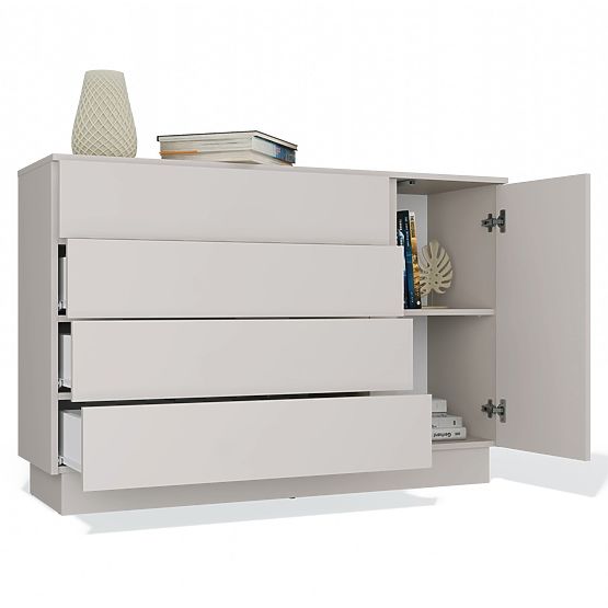 Comodă AMBER 1D4S Dulap 1 Ușă 4 Sertare pentru Dormitor Livingroom CAȘMIR Bej