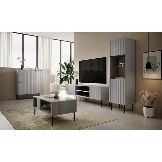 Comodă ASENSIO KM-2 gri deschis, picioare: negru (2p=1buc)