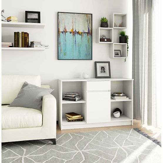 COMODĂ B-17 120 cm 1 SERTAR 1 UȘĂ PK ALBĂ