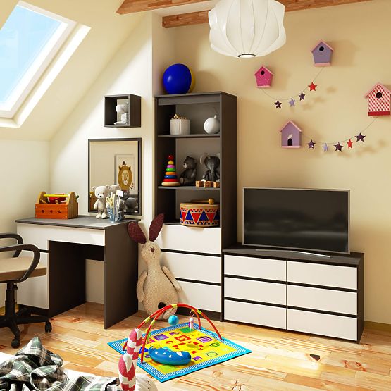 COMODĂ CL100 6SZ GRI / ALB