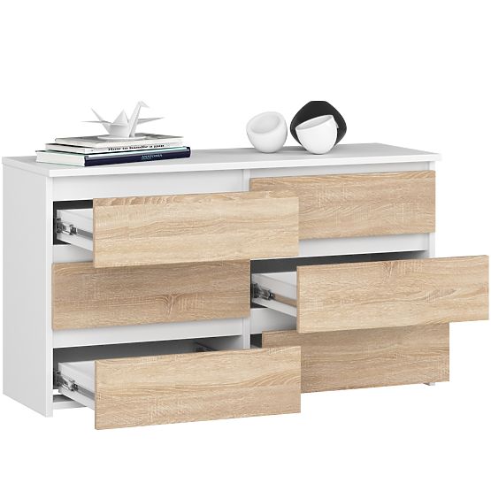 COMODĂ CL100 6SZ PK ALBĂ / DUB SONOMA