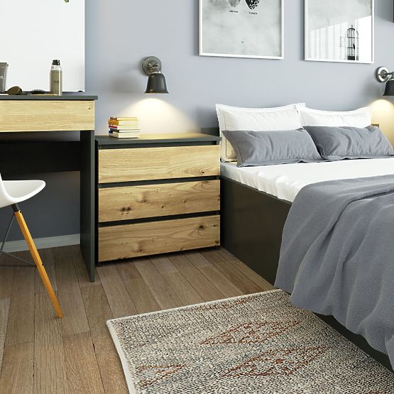 COMODĂ CL3 3SZ CLP PK GRAFIT GRI / STEJAR ARTISAN