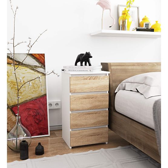 COMODĂ CL4 PK ALBĂ / STEJAR SONOMA