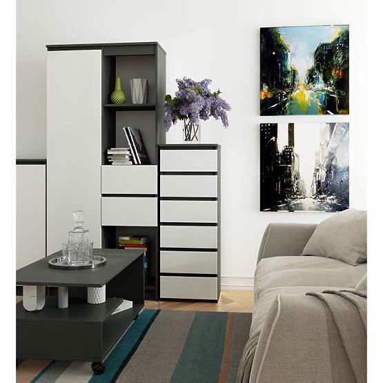 COMODĂ CL6 PK GRAFIT GRI / ALB