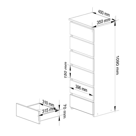 COMODĂ CL6 PK STEJAR ARTISAN / ALB