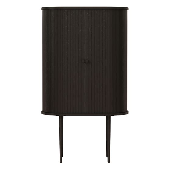 Comodă înaltă Clemente cu lamele, neagră