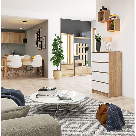 COMODĂ K 60 cm 4 SERTARE PK SONOMA / ALB